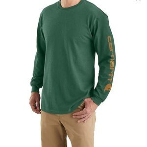 Carhartt Men's M Loose Fit Heavyweight Heather Green Long Sleeve Graphic Tee EUC
